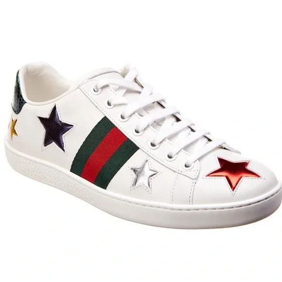 Gucci Ace Star Embroidered Leather Sneaker - Picture 1 of 9
